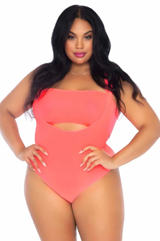 Plus Size 2 Piece Opaque Bandeau & Suspender Bodysuit