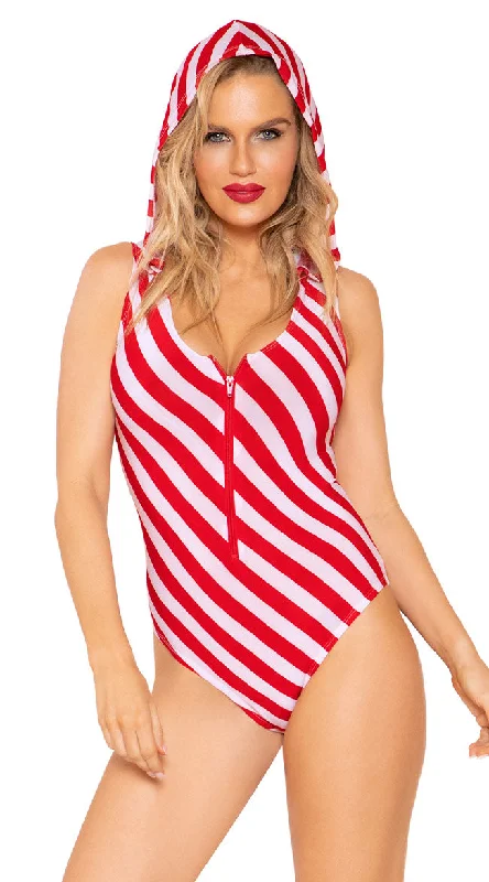 Candy Cane Cutie Hooded Bodysuit