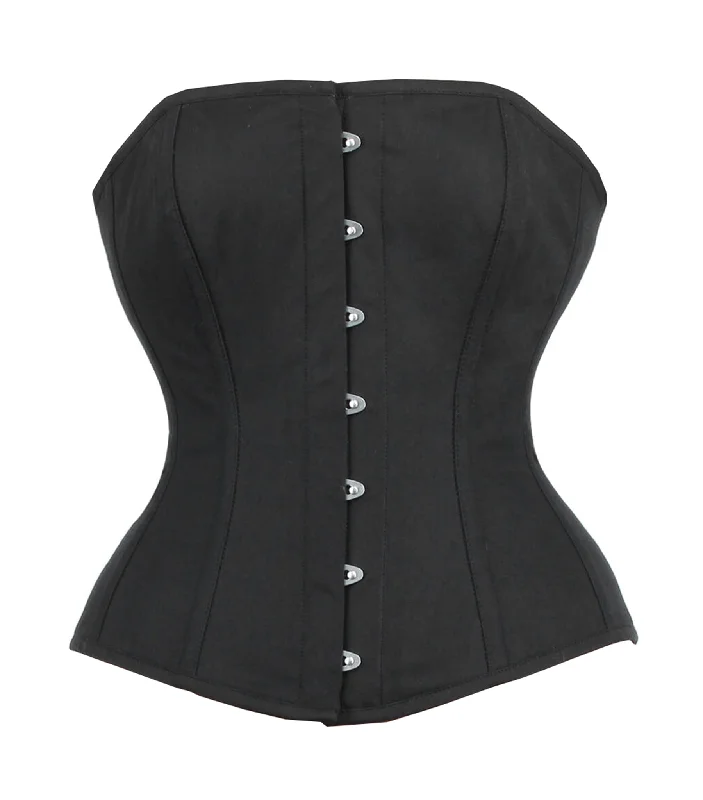 Black Cotton  Long Line Overbust Corset