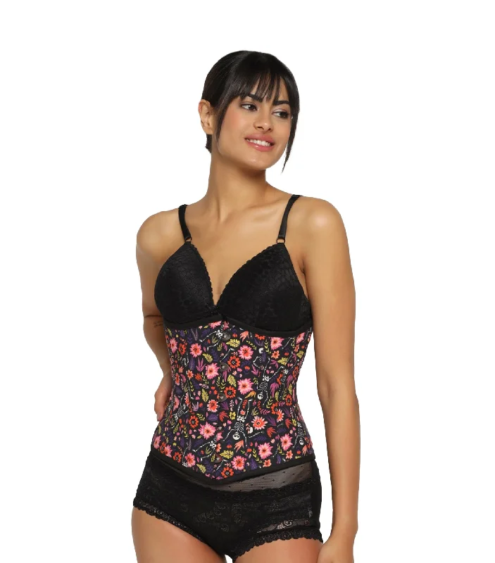 Ikat printed waist reducing  underbust corset