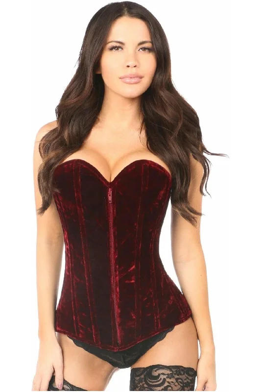 Lavish Red Crushed Velvet Overbust Corset