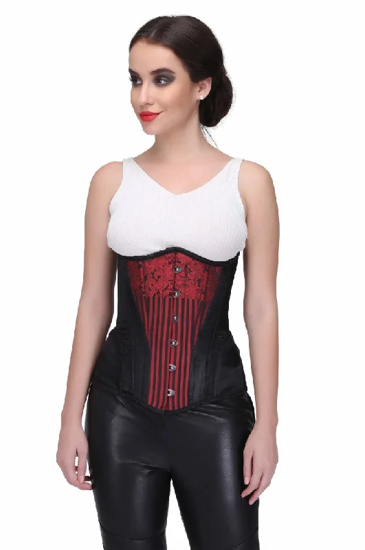 Oralee Red Classy Underbust Satin Brocade Corset