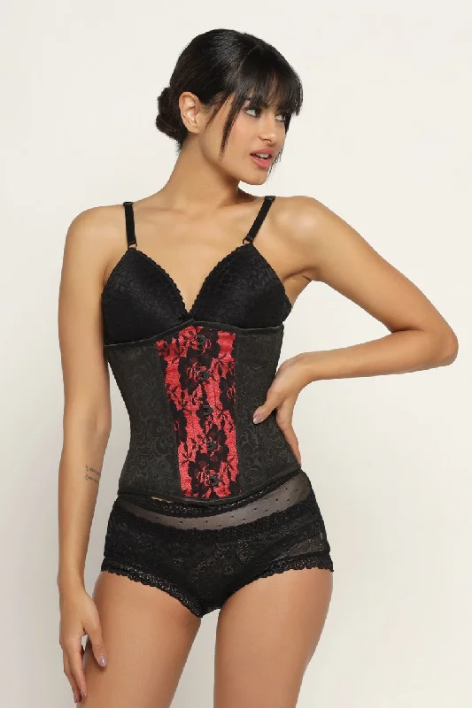 Red Black waist reducing  underbust corset