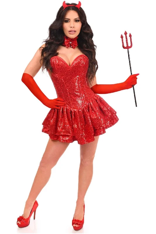 Top Drawer 5 PC Sequin Devil Corset Costume