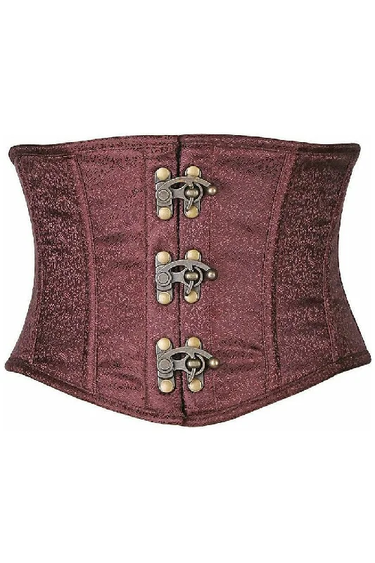 Top Drawer Brown Brocade Steel Boned Mini Cincher w/Clasps