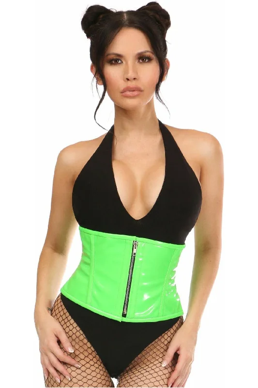 Top Drawer Neon Green Patent Steel Boned Mini Cincher