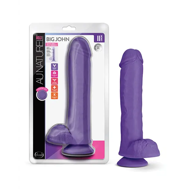 Blush Au Naturel Bold Big John 11 in. Posable Dual Density Dildo with Balls & Suction Cup Pink