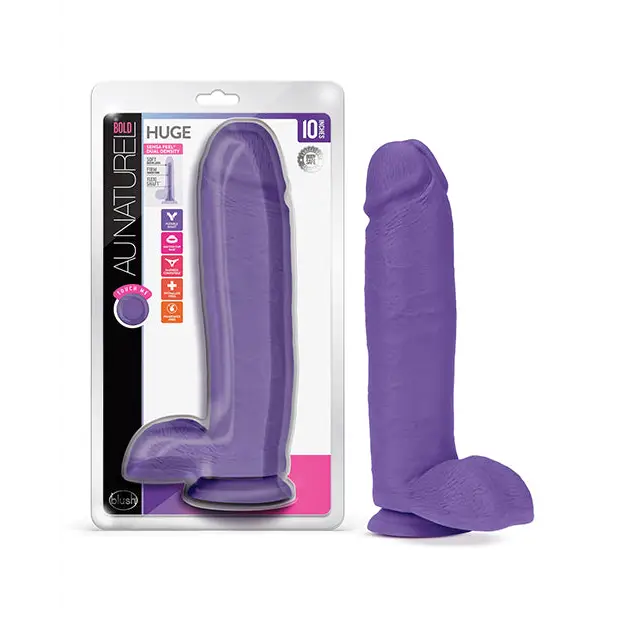 Blush Au Naturel Bold Huge 10 in. Posable Dual Density Dildo with Balls & Suction Cup Pink