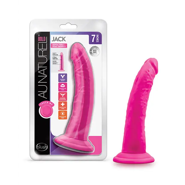 Blush Au Naturel Bold Jack 7 in. Posable Dual Density Dildo with Suction Cup Purple