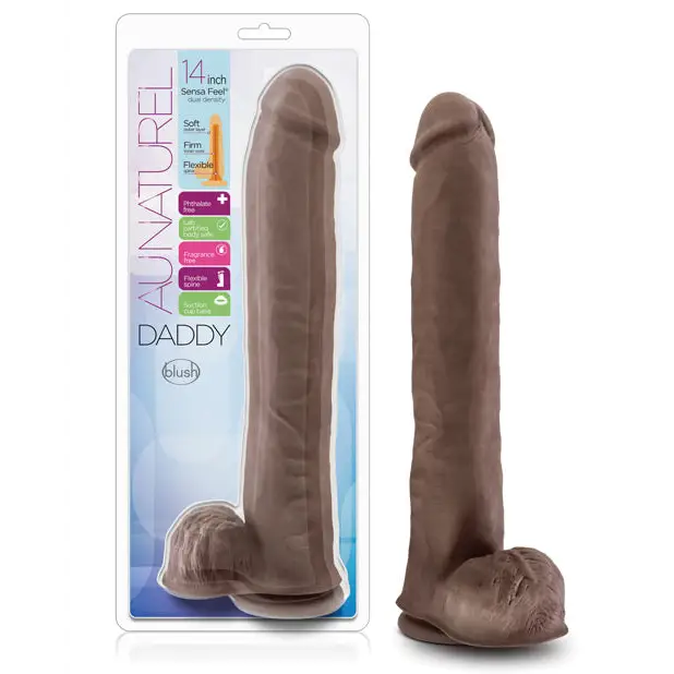 Blush Au Naturel Daddy 14 in. Posable Dual Density Dildo with Balls & Suction Cup Beige