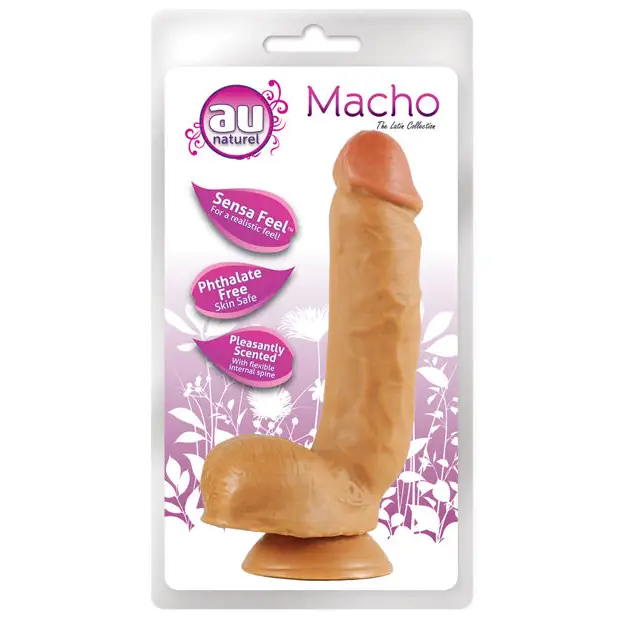 Blush Au Naturel Macho 8.5 in. Posable Dual Density Dildo with Balls & Suction Cup Tan