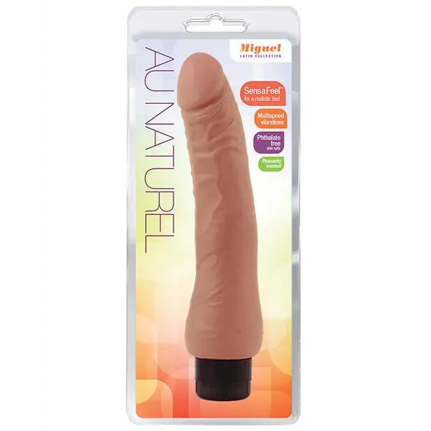 Blush Au Naturel Miguel 10 in. Dual Density Vibrating Dildo Tan