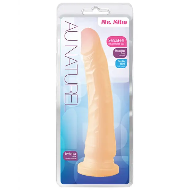 Blush Au Naturel Mr. Slim 9.25 in. Posable Dual Density Dildo with Suction Cup Beige