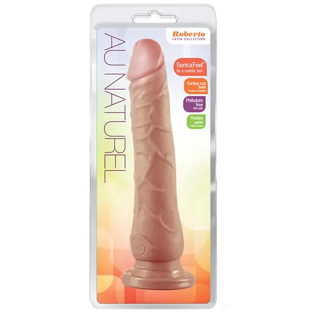 Blush Au Naturel Roberto 9.5 in. Posable Dual Density Dildo with Suction Cup Tan