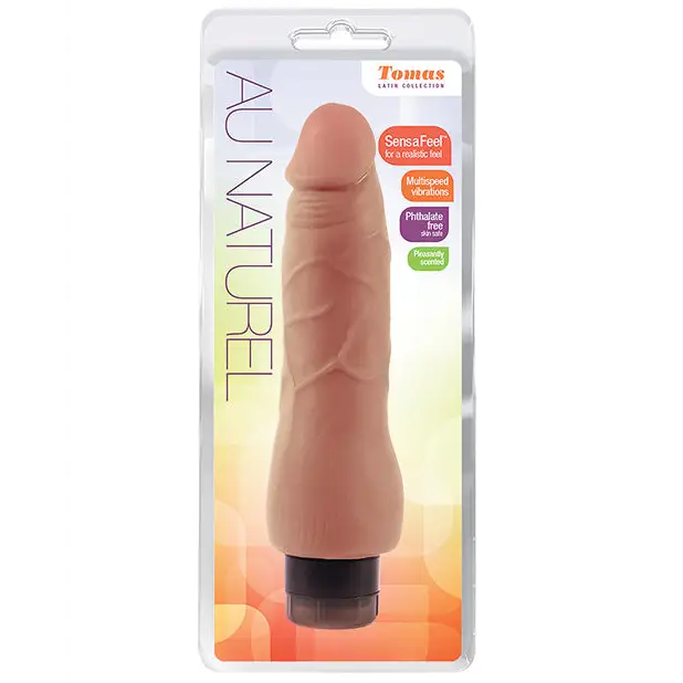 Blush Au Naturel Tomas 9 in. Dual Density Vibrating Dildo Tan