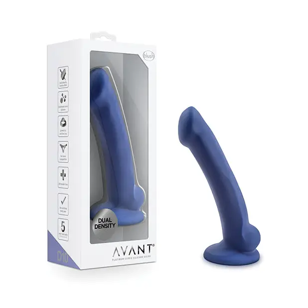 Blush Avant D10 Ergo Mini 7 in. Dual Density Silicone Dildo with Suction Cup Indigo