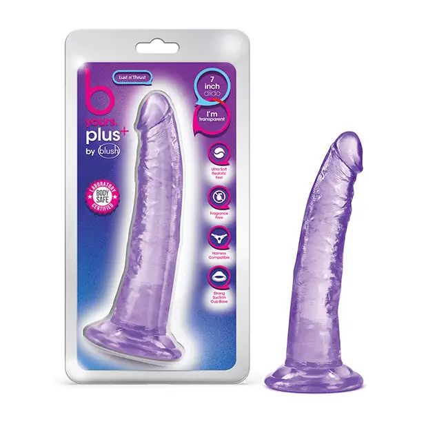 Blush B Yours Plus Lust n' Thrust 7 in. Dildo with Suction Cup Purple