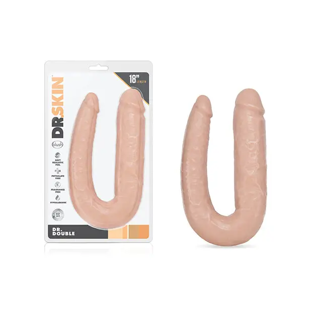 Blush Dr. Skin Dr. Double Realistic 18 in. Dual-Ended Dildo Beige