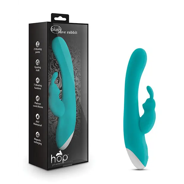 Blush Hop Rave Rabbit Rechargeable Silicone Dual Stimulation Gyrating Vibrator