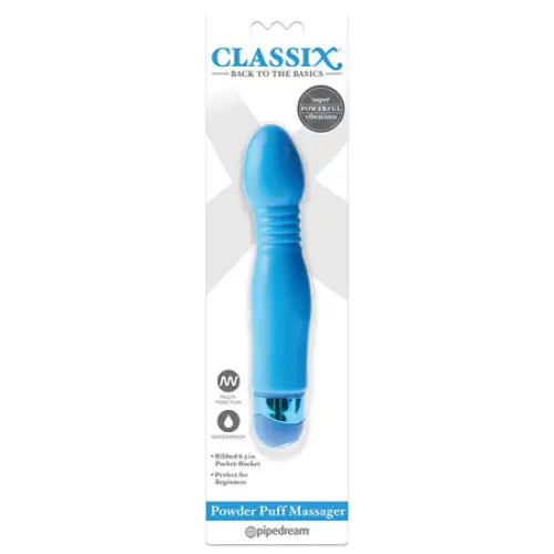 Classix Powder Puff Massager 6.5 in. Ribbed Vibrator