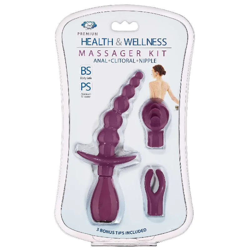 Cloud 9 Health and Wellness Anal, Clitoral and Nipple Massager Kit Plum