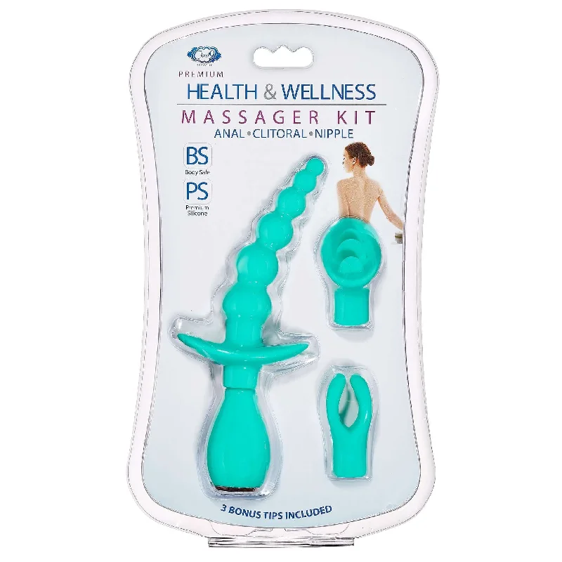 Cloud 9 Health and Wellness Anal, Clitoral and Nipple Massager Kit Teal