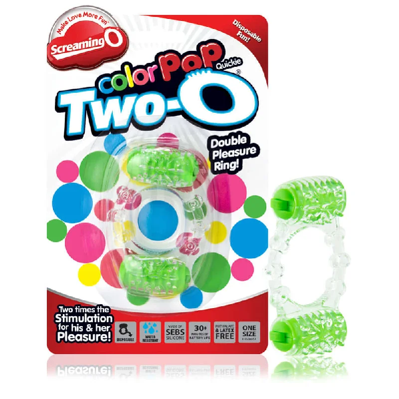 Two-O Double Pleasure Vibrating Ring Green