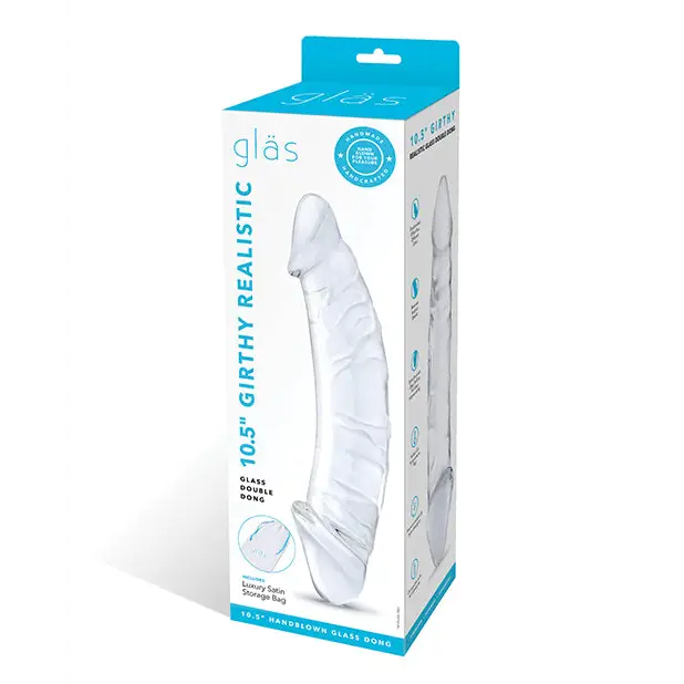 Glas 10.5 in. Girthy Realistic Glass Double Dong Dildo