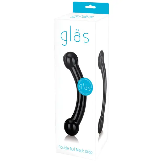 Glas 5.5 in. Double Bull Dual-Ended Glass Dildo Black