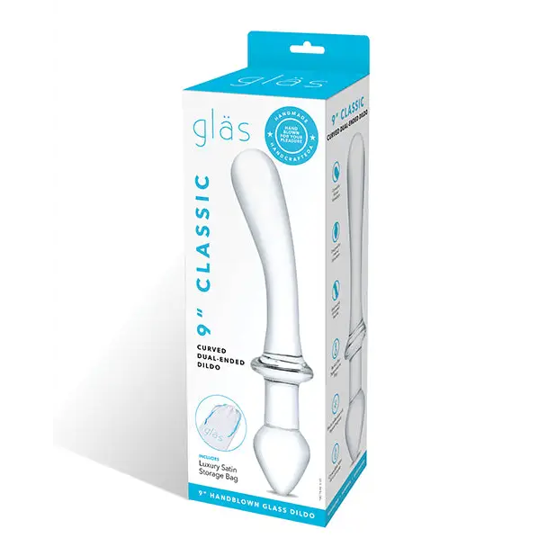 Glas Classic 9 in. Curved Dual-Ended Glass Dildo