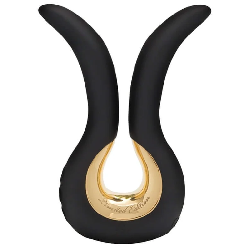 GVibe Mini 24K Gold Anatomical 6-function Rechargeable Silicone Massager Black