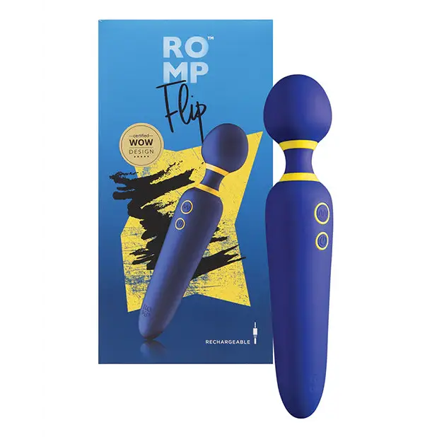 ROMP Flip Blue Rechargeable Silicone Wand Massager