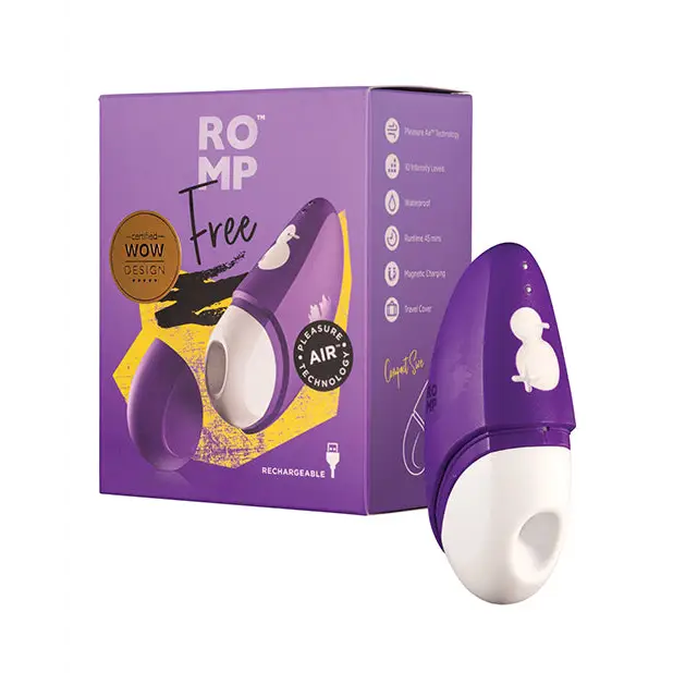 ROMP Free Purple Rechargeable Silicone Pleasure Air Clitoral Vibrator