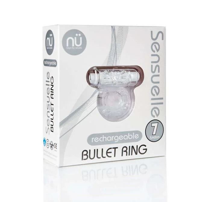 Sensuelle Bullet Ring Clear - 7 Function Vibrating Couples Ring for Enhanced Pleasure