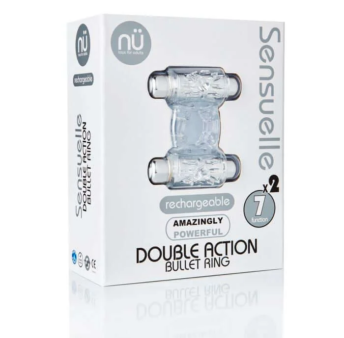 Sensuelle Double Action Clear 7 Function Vibrating Couples Ring