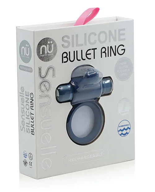 NU Sensuelle Silicone Bullet Ring Navy Blue