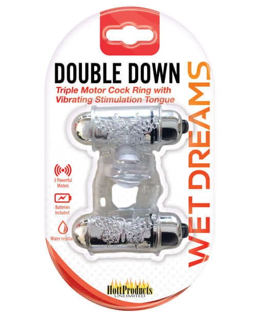 Experience Intense Pleasure with Wet Dreams Double Down Triple Motor Cock Ring