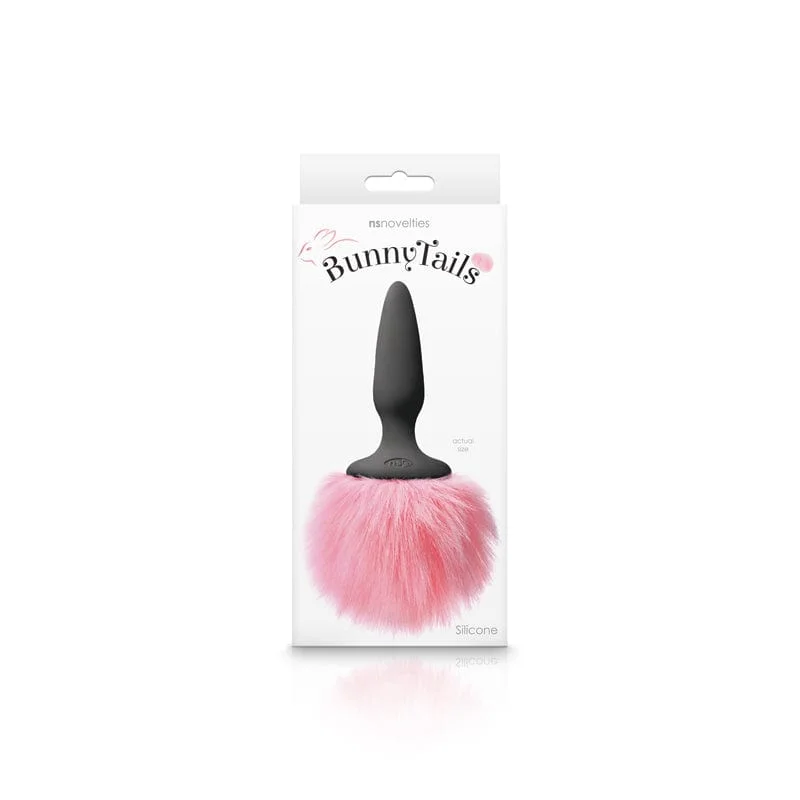 NS Novelties Bunny Tails Mini Black Plug with Pink Fur