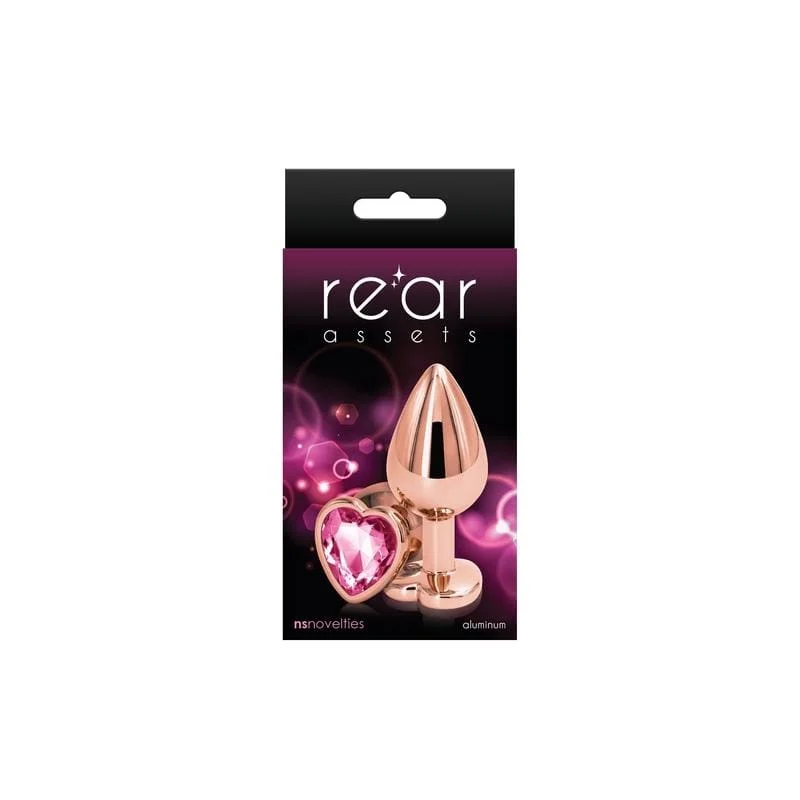 NS Novelties Rear Assets Rose Gold Heart Medium Plug