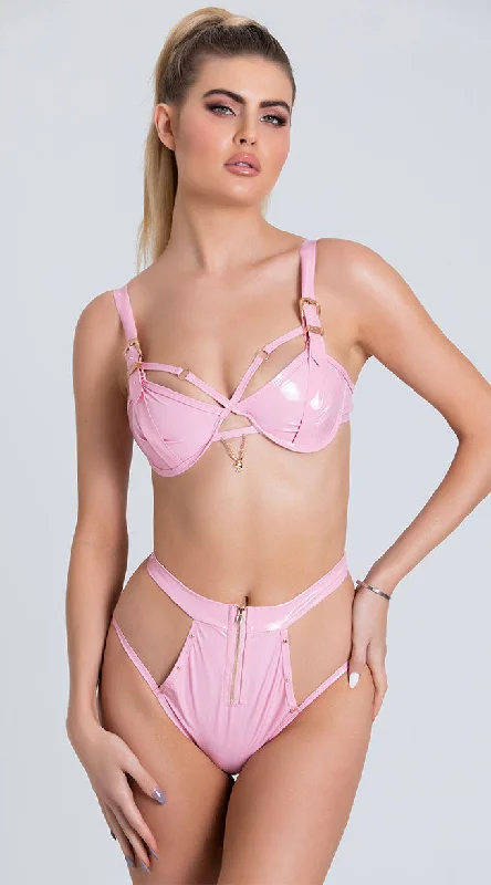 Playboy Louann Vinyl Buckle Bra Set