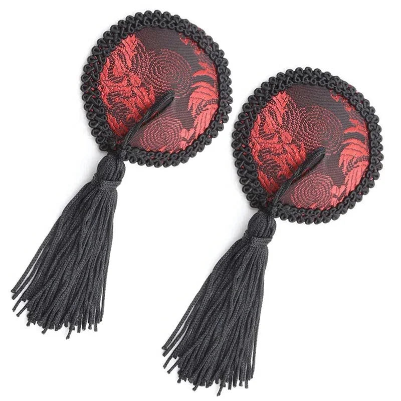 Red & Black Nipple Tassels