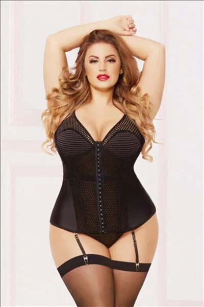 Seven 'Til Midnight 10889X Bustier 2pc Set - 3XL/4XL - Black